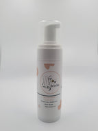 Bee Vee Clean Vanilla Bean Foaming Cleanser, plant-based, paraben and sulfate-free, in a white pump bottle with a clear cap.